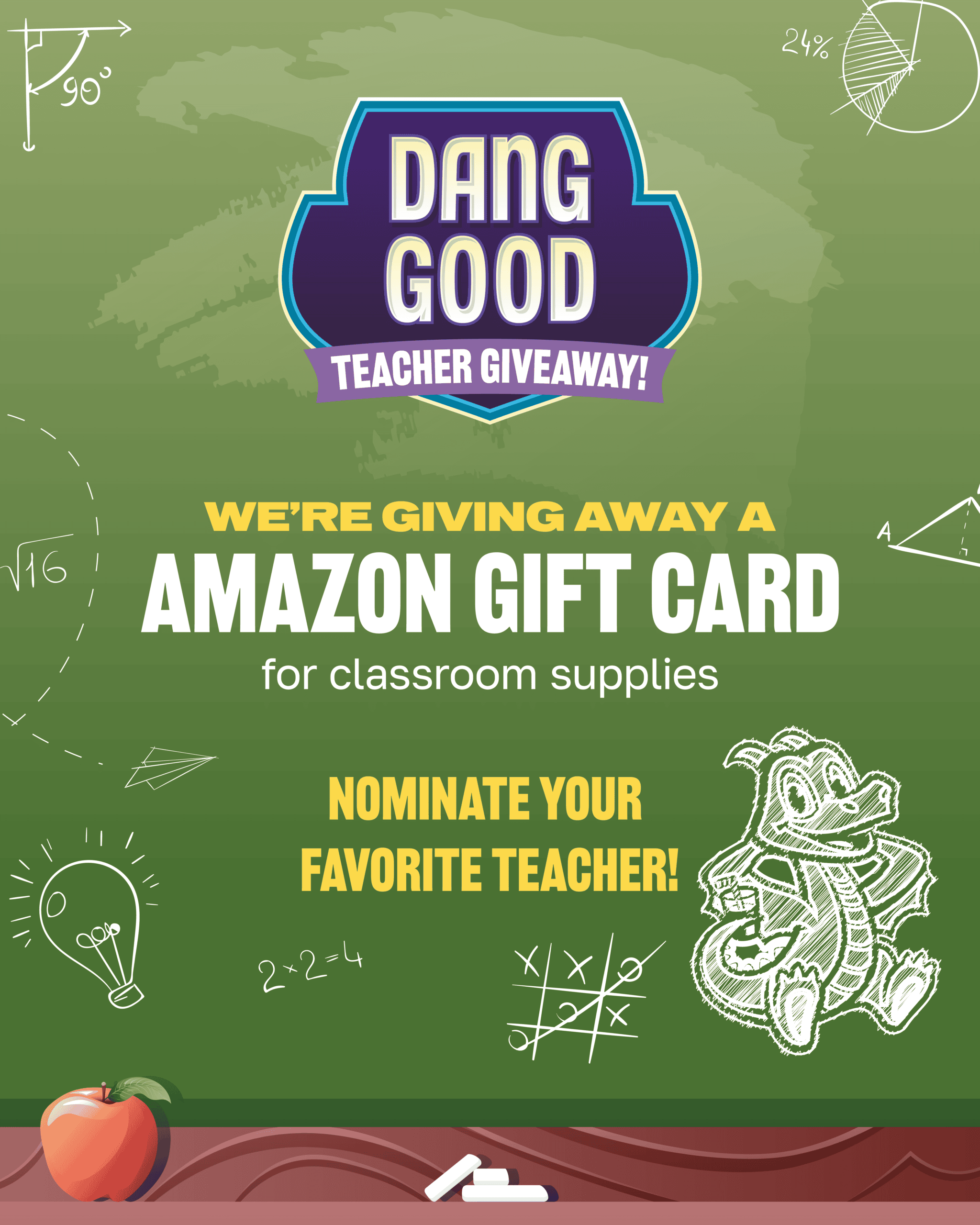 Dang it's hot is giving away an amazon giftcard to your favorite teacher. Nominate them below!