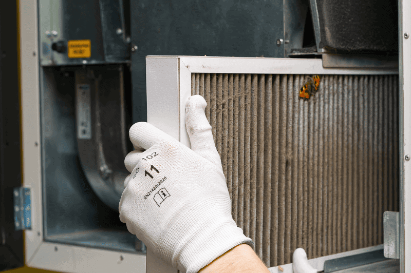 Replacing filter in the central ventilation system.