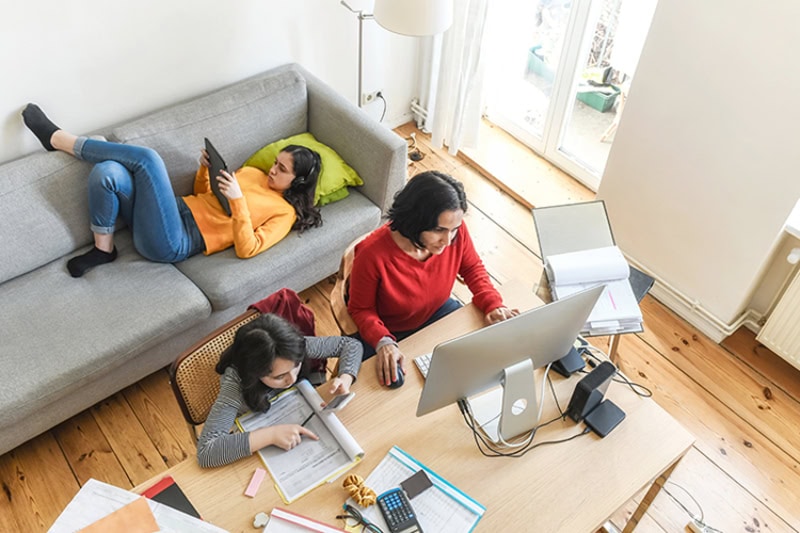 Women working in her office.